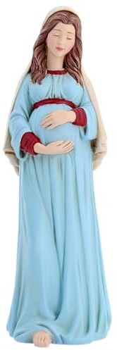 OVUNQUE PROTEGGIMI Schwangere Maria Statue aus Marmorpulver 23 cm Pregnant Virgin Mary Statue.