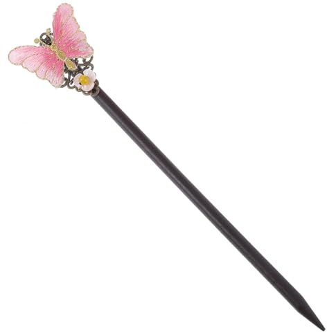 Healifty Épingle à Cheveux Ancienne en Tissu Rose Artisanale, Baguette Chinoise Traditionnelle pour Coiffure Hanfu, Décoration Élégante pour Costume Ancien et Danse