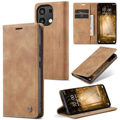 Sojlecyu Coque pour Xiaomi Redmi Note 13 4G Case à Rabat Pochette Portefeuille Etui Premium en Cuir PU Flip Case Housse Protection Fermeture Magnetique Cover pour Xiaomi Redmi Note 13 4G, Marron