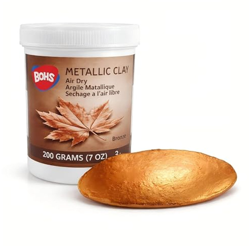 BOHS Metallic Clay Koppar, Lufttorkande Modellera med Glitter, 200 g | Smidig för relief, texturer och små detaljer; Antikdetaljer, smyckeshängen, ornament, figurer och industrimotiv