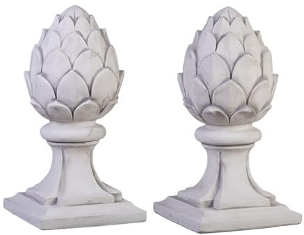 gartendekoparadies.de 2-Set Pinienzapfen Steinfigur Zirbelnuss, H. 52 cm, je Stück 31 kg, Grau, frostsicher aus Steinguss für Außenbereich