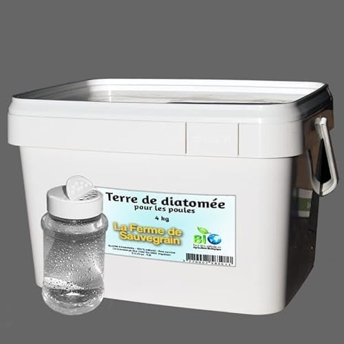 Terre de Diatomée Alimentaire pour Les Poules - Anti-poux Naturel Contre Les poux Rouges - 4kg + poudreur Offert