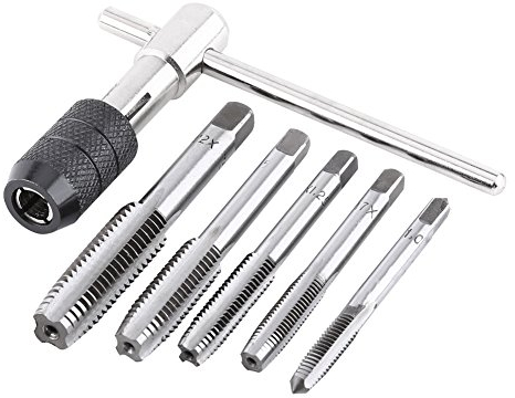 6-teiliges Gewindeschneider-Set mit metrischem Gewindebohrer und T-förmigem Gewindebohrer und Schneideisen