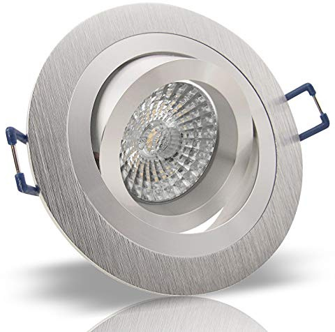 trendlights24 Noble Decken Einbauleuchte 10x Alu Silber rund 230V GU10 | Hochvolt, schwenkbar, Aluminium, Einbaustrahler, Einbauspot, inkl. Anschlussfassung, für LED, MR16, ohne Leuchtmittel