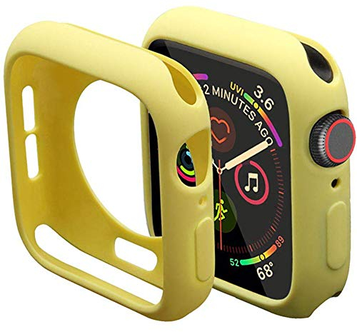 Miimall Kompatibel mit Apple Watch 44mm Schutzhülle Series 6/SE/5/4, Flexible TPU Hülle Abdeckung Stoßfest Schutz Bumper Case für Apple Watch Serie 4/5 - Gelb