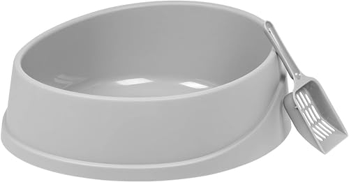 Iris Ohyama, Bac a Litiere pour Chat avec Pelle, Gris, Ouvert, Maison de Toilette, Rebords Hauts, Pour Chatons, Lapins, Anti-fuite, Sans BPA, Nettoyage Facile, OCLP-390