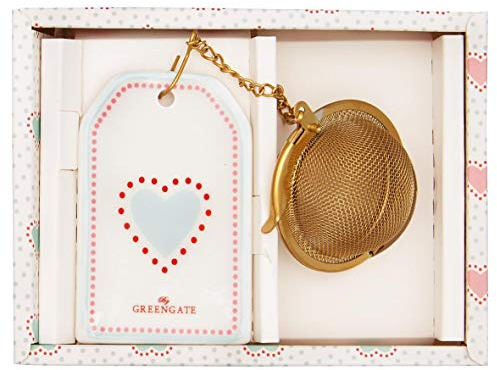 GreenGate Tee Ei Penny Weiss mit Kette Teesieb Gold Anhänger mit Herz