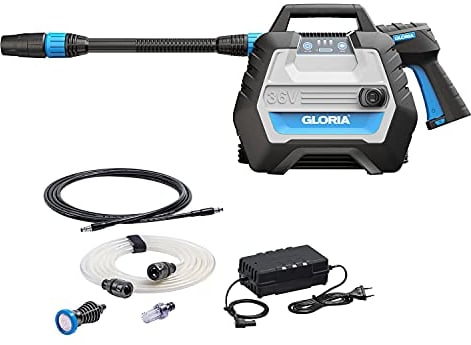GLORIA MultiJet 36V - Multifunktionaler Akku-Hochdruckreiniger | 70 bar max. Pumpleistung | Nutzbar als Schaumpistole, Sprüher, Bürste | 3 Druckstufen, 4-in-1 Düse, 75cm Lanze | Akku integriert