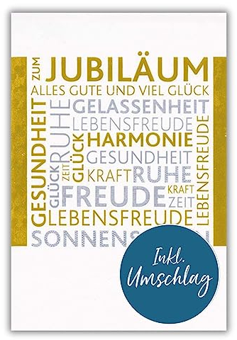 bsb Karte zum Jubiläum - Karte Jubiläum mit Text-Motiv - liebevolle Karte zum Dienstjubiläum oder Firmenjubiläum - Glückwunschkarte Jubiläum - Karte Jubiläum in 11,5 x 17 cm