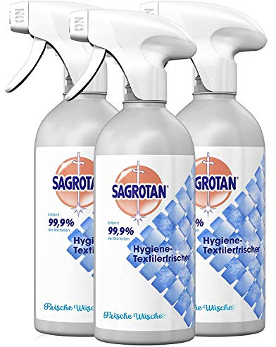 Sagrotan Hygiene-Textilerfrischer Frische Wäsche – Entfernt festsitzende Gerüche & geruchsbildende Bakterien – Für Kleidung & Wohntextilien – 3 x 500 ml