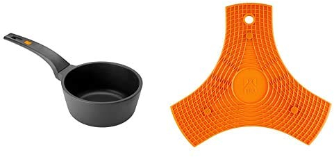 BRA Cazo, Negro, 16 Cm + Salvamanteles, Silicona, Naranja, 2 Unidades