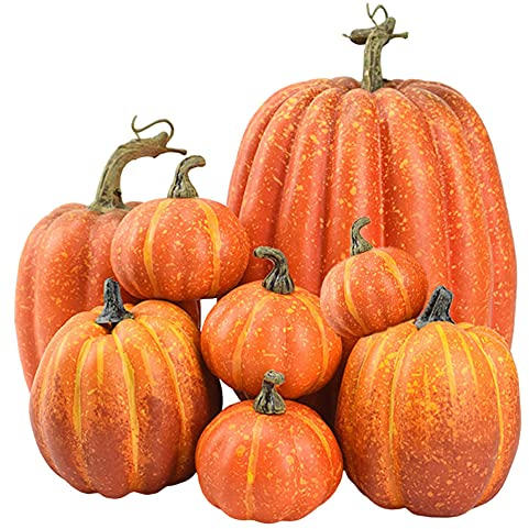Künstlicher Kürbis, lebensechte Kürbisse Dekoration Halloween Fallernte Erntedankfest Simulation Gemüse Ornamente Set 8 stücke Home Party Decor