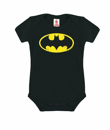 Logoshirt® DC Comics Batman Logo Baby-Body Kurzarm | Offiziell lizenziertes Batman-Merch, 100% Baumwolle, Kurzarmbody mit ikonischem Fledermaus-Logo, für Mädchen und Jungen