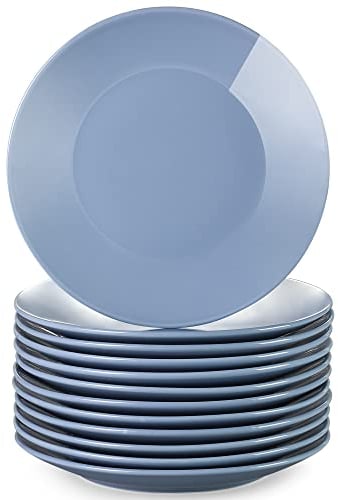 LOVECASA, Série Sweet, Assiette Plate à Dîner en Porcelaine, 12 Pièces, 26 cm, Assiette Couleur Pure