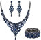 EVER FAITH Statment Schmuck-Set Kristall Retro 1920er Vase Art Deco Braut Prom Halskette, Ohrringe und Stretch Armband Set für Damen Hochzeit Party Saphir-Blau Schwarz-Ton
