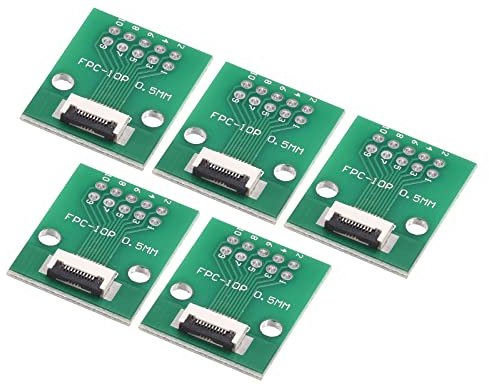 sourcing map 5 Stück FPC FFC PCB Konverter Steckerplatine 10P 0.5mm auf Buchsenseite 1mm Rückseit auf DIP 2.54 mm für LCD 3D Drucker DVD TV Laptop Audio