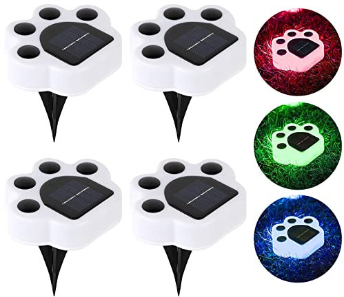 Jindaaudio 4 Stück Solar Bodenleuchten für Draußen, LED Weg Lichter Garten Außenleuchte für Rasen, Terrasse, Auffahrt, Gehweg, Patio (Farbe Licht)