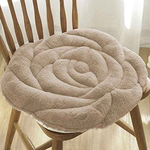 Astarama Rose Stuhlkissen Flauschige Stuhlkissen Rundkissen Fleisch Weiches Plüschkissen Geeignet für Home Office Auto Sitzkissen (Kaffee)