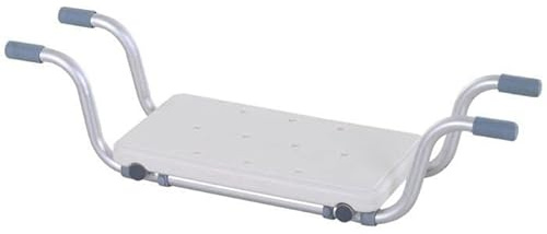 Badewannensitz – Hängender Badesitz verstellbar – Badhocker – Länge verstellbar 73 – 83 cm – Aluminium HDPE (Silberweiß)
