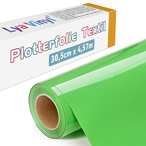 Lya Vinyl Plotterfolie Textil, 30,5 × 457,5cm Frucht Grün Flexfolie Plotter Textil für Cricut und Silhouette Cameo, Textilfolie Plotter für DIY Stoff und Shirt