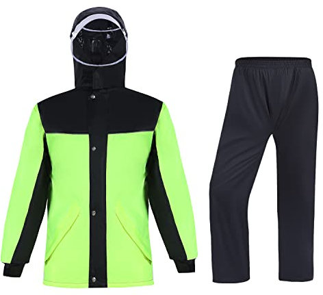 7VSTOHS Hommes Combinaison de Pluie Unisexe Imperméable Moto Vélo Vestes à Capuche Coupe-vent Vêtements de Pluie