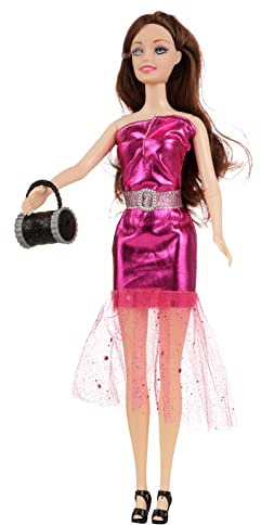 Baroni Home Puppe Emily Gala-Abend, Puppenspiel für Mädchen mit Zubehör, Schuhe, Tasche, Kleid, Spielzeug für Mädchen und Kinder 3 4 5 6 Jahre, Puppe 30cm