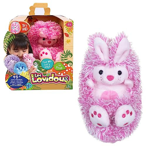 LES LOVIDOUS, Peluche de 17 cm, Interactive et électronique, Modèle Lapin, pour Les Enfants dès 3 Ans, CUR004