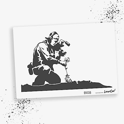 LaserCad Schablonen BANKSY Streetart (B108, Pull-Out Photographer, DIN A2) Stencil für Graffiti, Airbrush, Kunst, Deko, zum Malen