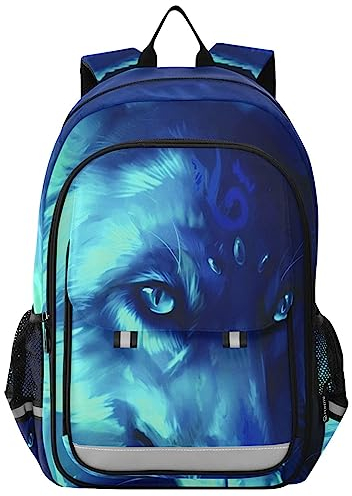 YOUJUNER Kinder Schulrucksack Blauer Wolf Schulranzen Schultasche Sporttasche Backpack für Mädchen Jungen