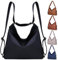 Bestash Damen Rucksack Leder,Handtasche Rucksack Tasche 2 In 1,Einfarbig Elegant Schultertasche für Alltag Arbeit Ausflug Schule Einkaufen Geeignet （Schwarz）