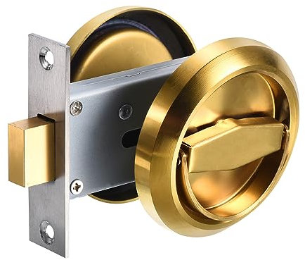 PATIKIL 4,8 mm Redondo Empotrado Tirador Manija Perilla, Paquete Empotrado Tiradores Oculto Oculto Manija Pomo con Tornillos para Puerta corredera Cajón, Tono Dorado