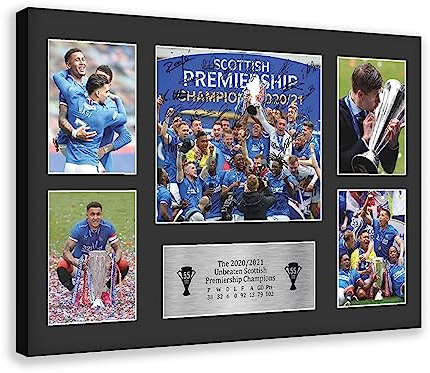 RIKCAT Poster von Glasgow Rangers 55th Scottish Champions Leinwand Poster Schlafzimmer Dekor Sport Landschaft Büro Zimmer Dekor Geschenk Rahmen Stil 20 x 30 cm