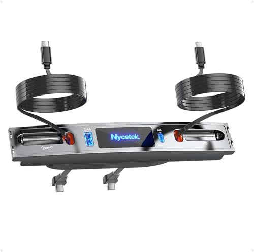 Nycetek Upgraded Tesla USB Hub - QC 3.0 Center Console Fast Charger Adapter for Tesla Model Y 3 Accessories 2021 2022 2023, 2.6ft [Apple MFi Certified] Lightning & USB-C Cables for iPhone and More