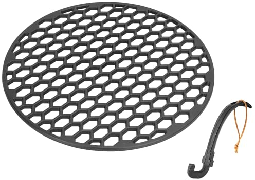 TAILGRILLER 18 Dia Cast Iron Grate with Grate Lifter for Large Big Green Egg, Round Grates for Kamado Joe KJ-23RHC Classic II, Outdoor Gourmet FSOGBG2106 Grill