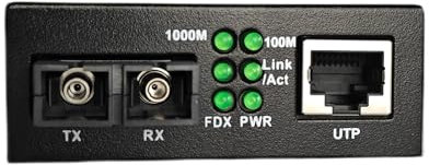 BAUDCOM Convertitore multimediale in Fibra Gigabit Ethernet 10/100/1000M, ricetrasmettitori SC monomodali integrati, da RJ45 a 1000Base-LX (Dual Fiber, 20KM)