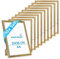 PHOTOLINI Bilderrahmen A4 Holz MDF Gold, 10er Set DIN A4 Bilderrahmen 21x30 gold, Rahmen 21x30 mit Acrylglas, picture frame zum Aufhängen & Aufstellen, Rahmen 30x21 mit Zubehör für Fotos & Poster