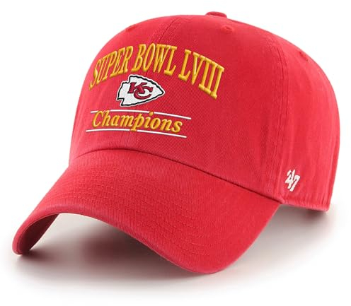 '47 Men's NFL Super Bowl LVIII Champions Clean Up Adjustable Hat, Kansas City Chiefs, Red, One size