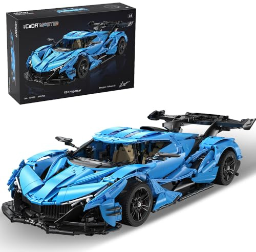 CaDA Master Apollo IE C64003W - Kit di costruzione super auto, 3865/pz, mattoncini MOC per adulti e adolescenti, set di auto sportive in scala 1:8, mattoncini di tecnologia V12