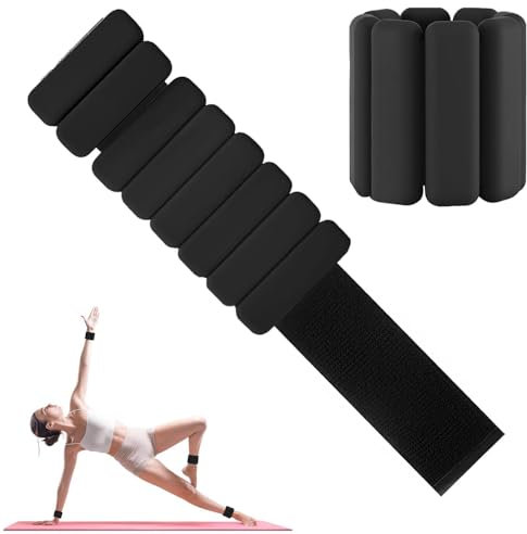 Handgelenk Gewichte Set von 2, Einstellbare Silikon Workout Gewichte für Frauen und Männer, Tragbare Knöchel/Handgelenk Gewichte Geeignet für Yoga, Tanz, Pilates, Pool Übungen und Jogging, 2lb (Black)