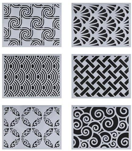 6 Stück Wiederverwendbare Schablonen, Geometrische Schablone, Zeichnungs Schablonen, Scrapbook Schablonen, DIY Geometric Schablonenvorlagen Set für Wände, Leinwand, Heimwerkermöbel, Bodendekoration