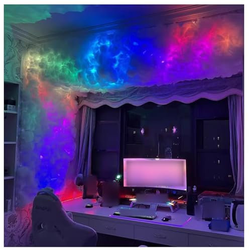 RGB Thunder Cloud Lamp for Wall Ceiling, Giant 3D Cloud Light, LEDs for Gaming Setup, Cloud Led Light Ceiling, Dynamic Effect Gaming Room Background, Bar Decoration Light Strip 5m