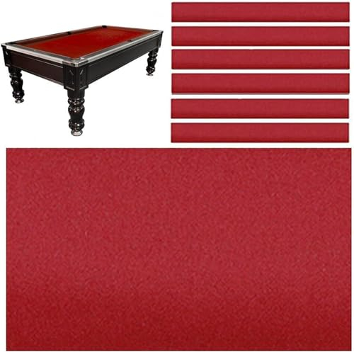 Billiard Cloth, Billiard Fabric Billiard Table Felt Pool Cloth + 6-Piece Side Wrap for 7Ft/8Ft/9Ft Pool Tables Pool Table Felt Mat Stripes, Bar, Professional Billiard Table Cover(Size:7ft,Color:rot)