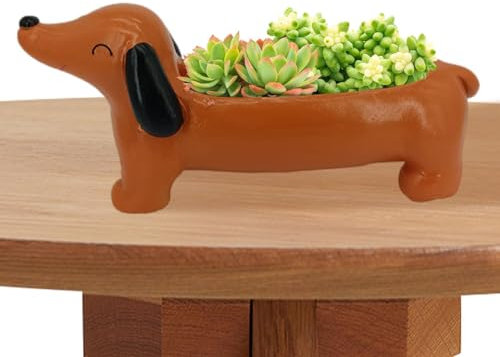 Dackel-Blumentopf, Dackelfigur, wetterbeständig, schöne flippige Gartendekoration, Tier-Pflanzgefäß für Frauen, Mutter oder Geburtstage, 21 x 10 x 6,5 cm