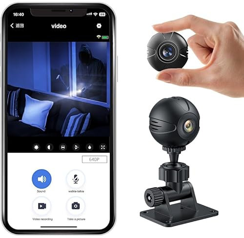 SUJAHHUJIQ Mini telecamera WiFi, 1080P HD, telecamera spia nascosta con audio e video, mini telecamera con visione notturna e rilevamento del movimento per esterni/interni