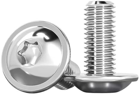 Drenky Vis à Tête Plate Avec Bride 10 Pièces, M8x20mm Torx ISO 7380-2 Acier Inoxydable A2 V2A Tête Bombée à Brides De Machines, Filetage Complet