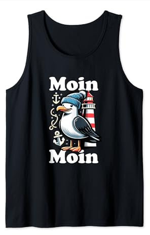 Moin Moin Möwen Ostsee und Nordsee Leuchtturm Anker See Tank Top