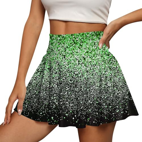 Meine bestellungen The Rock Rock mit Hose Hosenrock mädchen Tennisrock Damen Einfarbig Sportskort Hoher Taille Festival Hose Damen Tennis Dress (Armee-Grün, M)