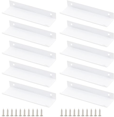 dentedeleao 10Pcs Drawer Pull, Concealed Cupboard Handles, White Concealed Handles, Mount Finger Edge Pull, for Home Kitchen Door Drawer Cabinet (120mm Total Length)