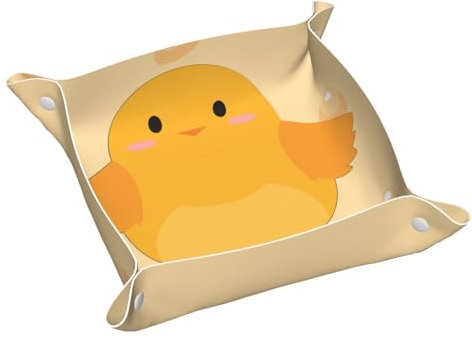 Ablageschale aus Leder mit Cartoon-Küken-Muster, wasserdicht und leicht zu reinigen, für ordentliche Schlüssel, Uhr, Make-up und andere kleine Gegenstände. Größe M