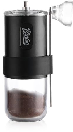 Bincoo Portable Manual Coffee Bean Grinder with Conical Ceramic Burr, Foldable Coffee Grinder for Outdoor Traveling Camping, Adjustable Coarseness(Black)